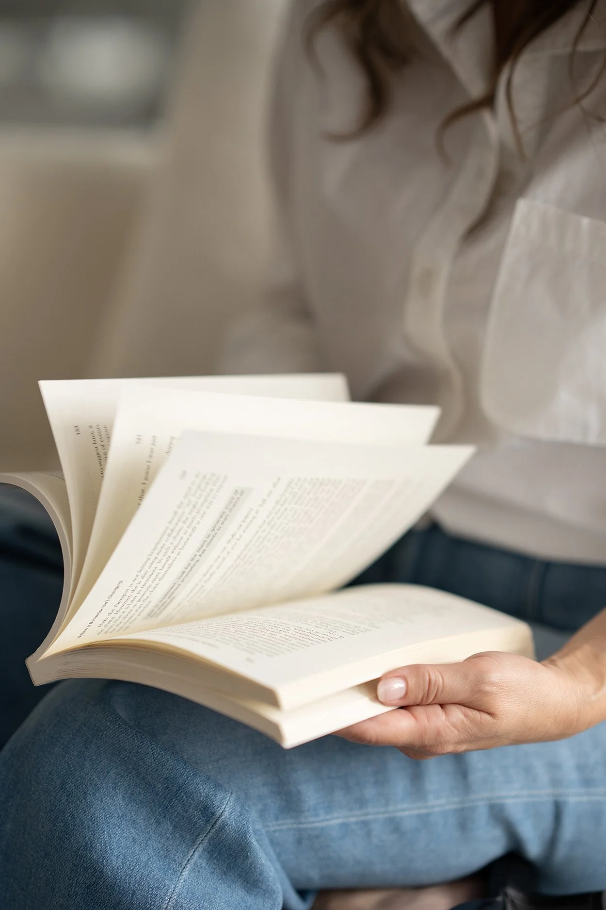 Leslie reading a DBT resource book.