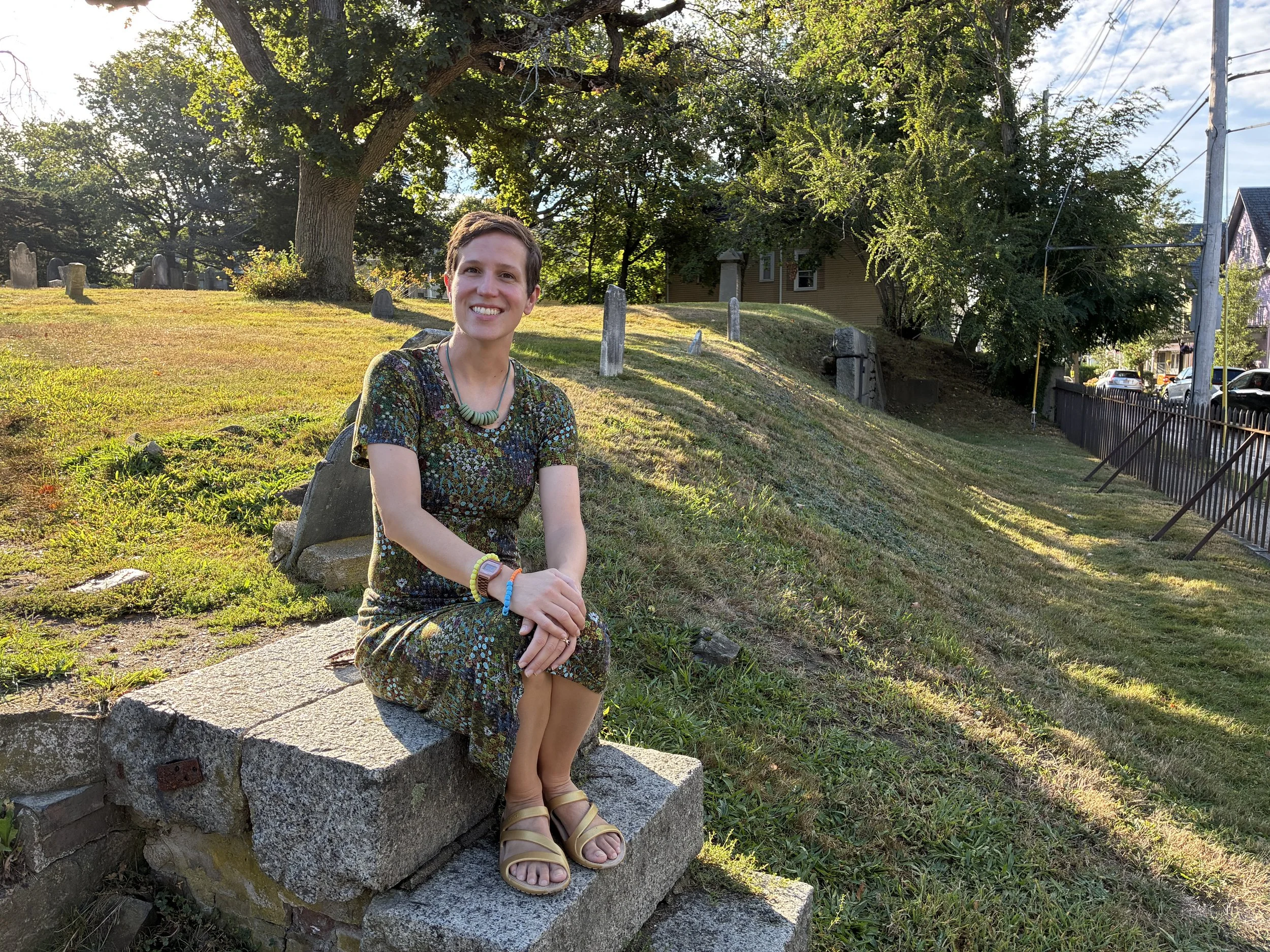 A young woman in an old Salem cemetery