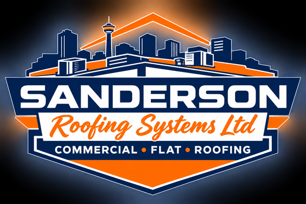 Sanderson Roofing Systems LTD logo with Calgary Tower skyline