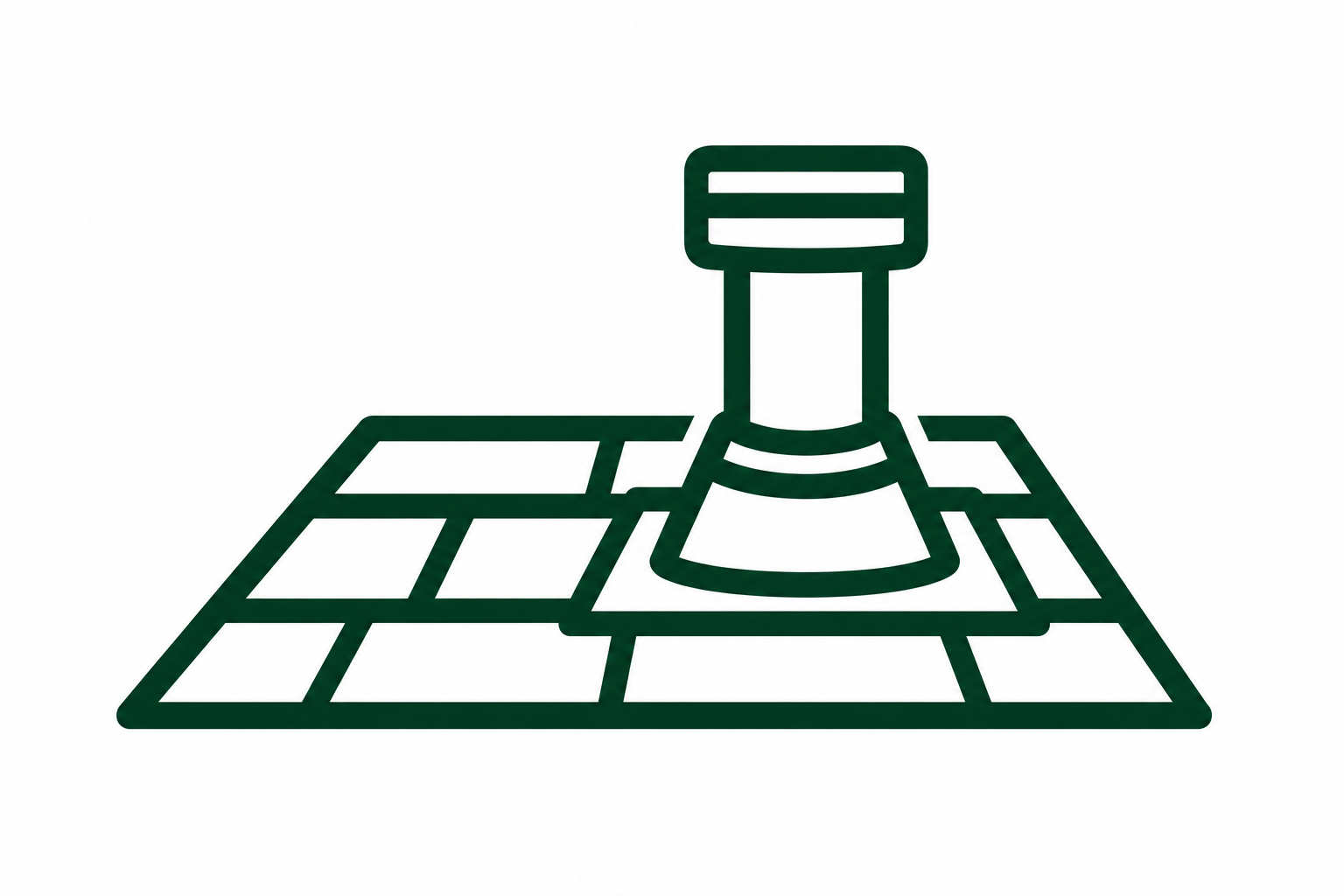 Outline of a chess pawn piece on a chessboard with squares.