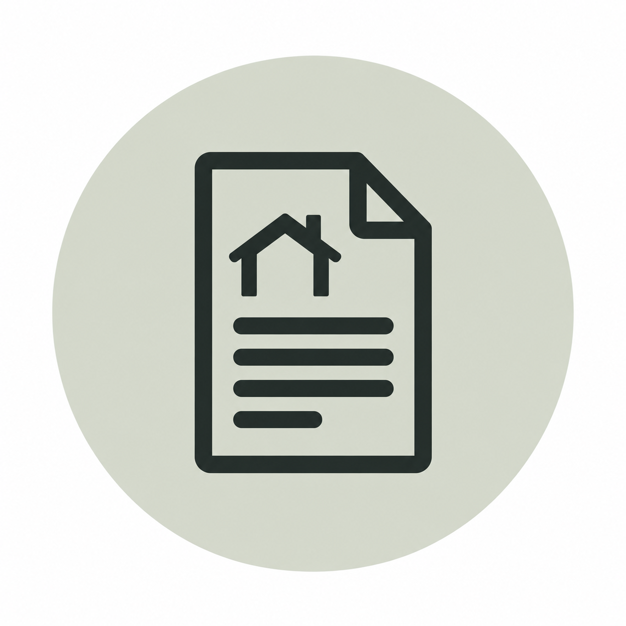 Icon of a document with a house symbol and text lines, representing a property or real estate report.