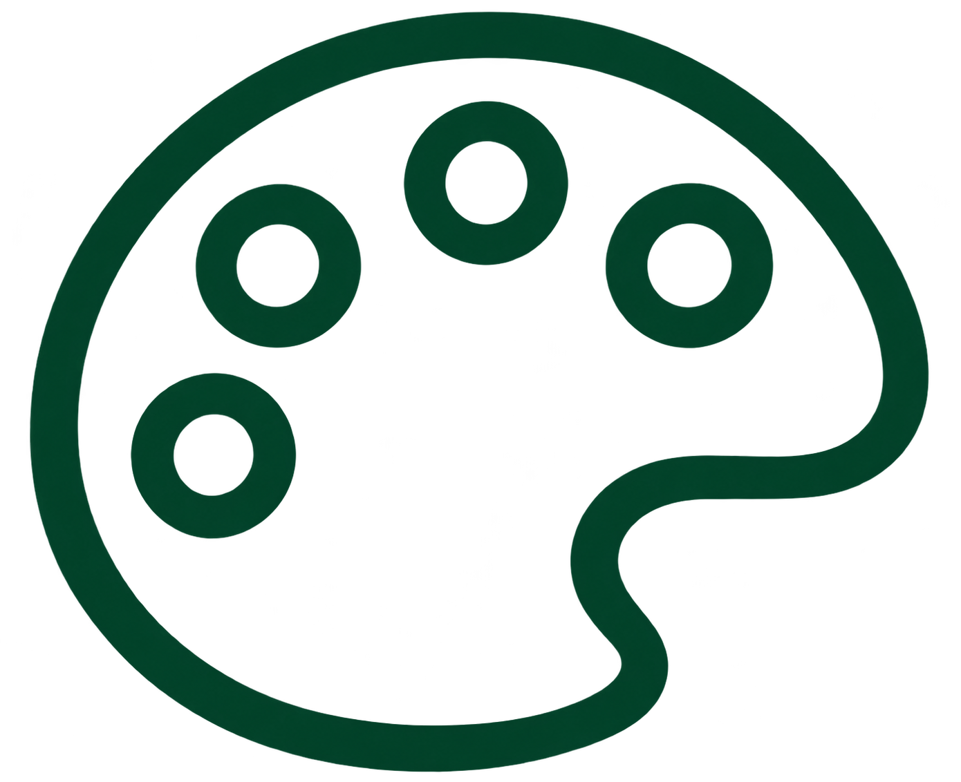 Illustration of a stylized green face with circular eyes and a curved smile, resembling a playful ghost or alien.