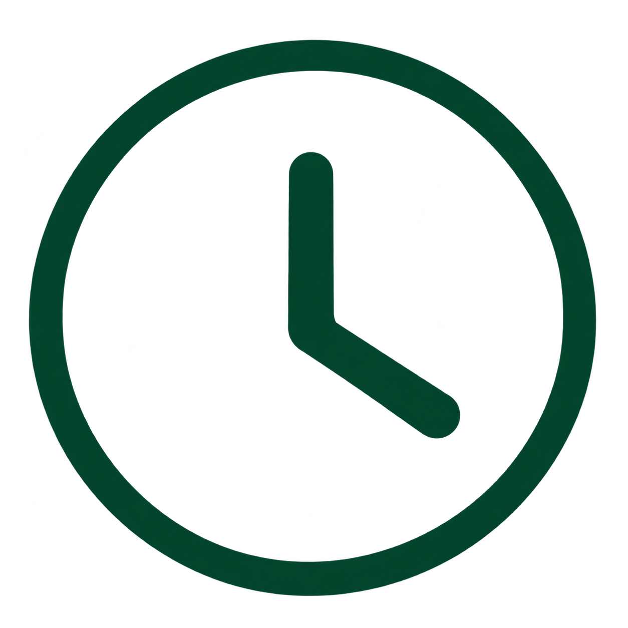 Green clock face with black hands showing 4:00.