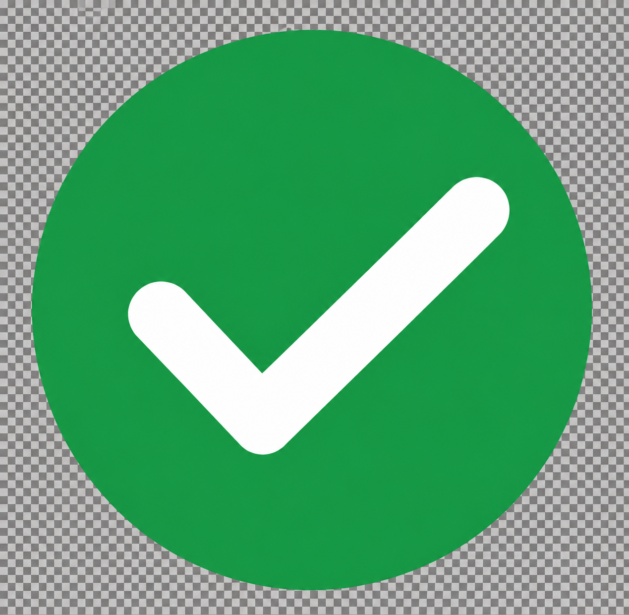 Green circle with a white checkmark inside.