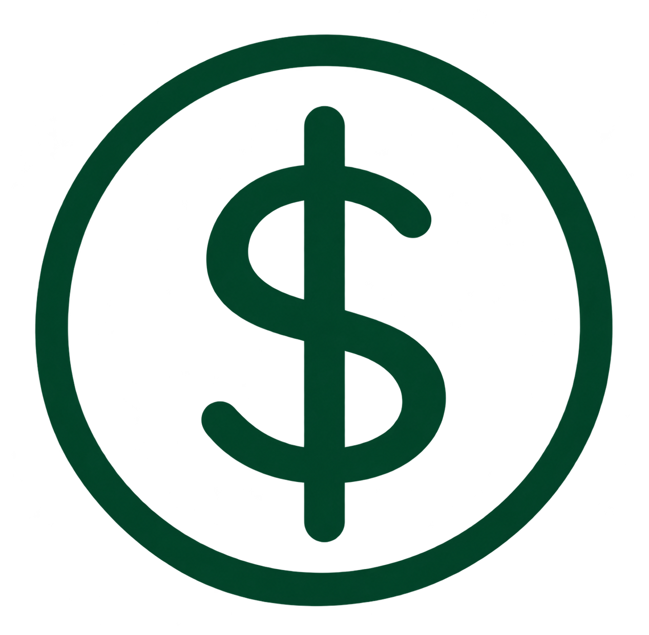 Green dollar sign inside a green circle on a black background.