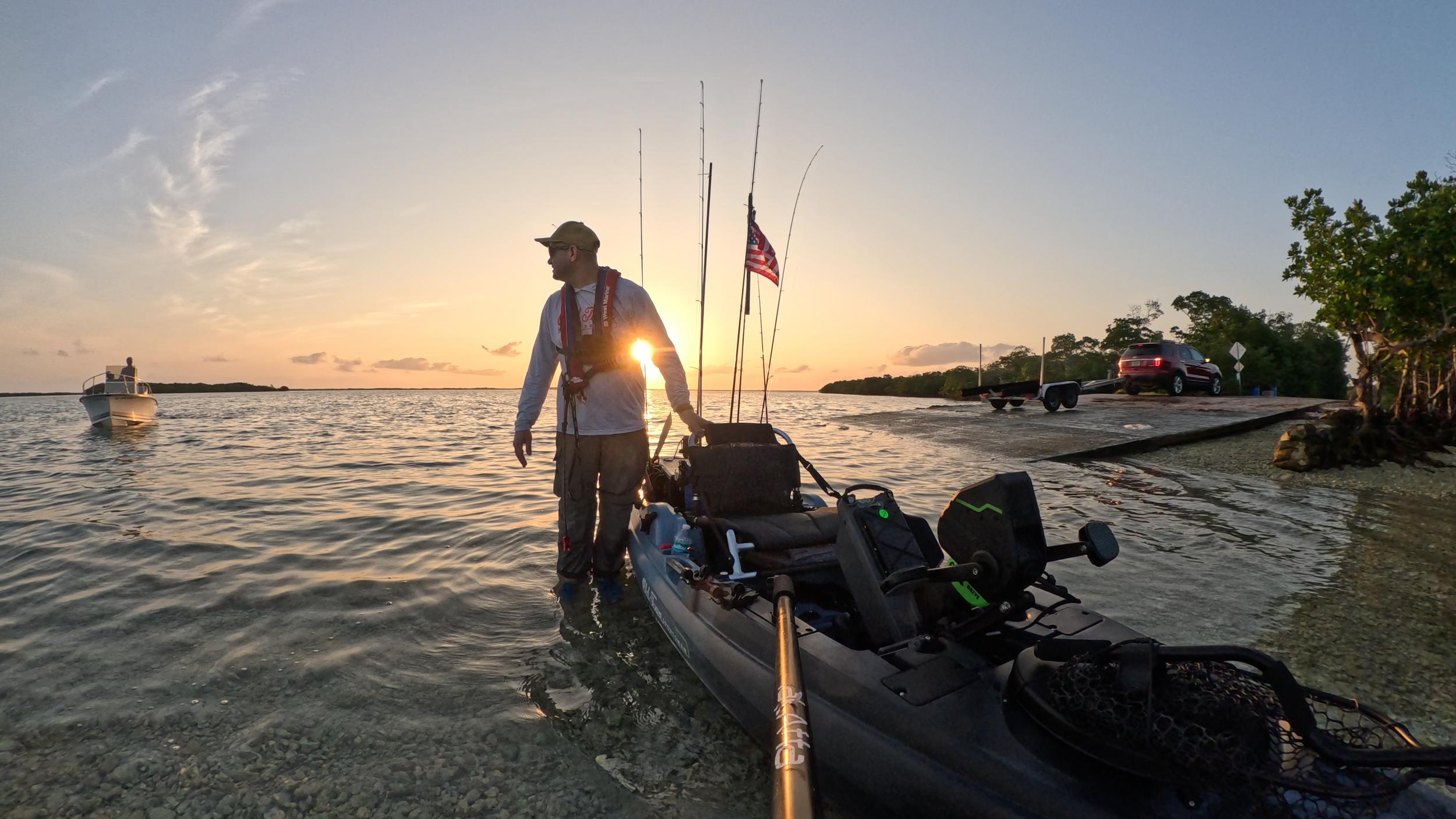 Aliex Folgueira on the water with an Old Town Kayak