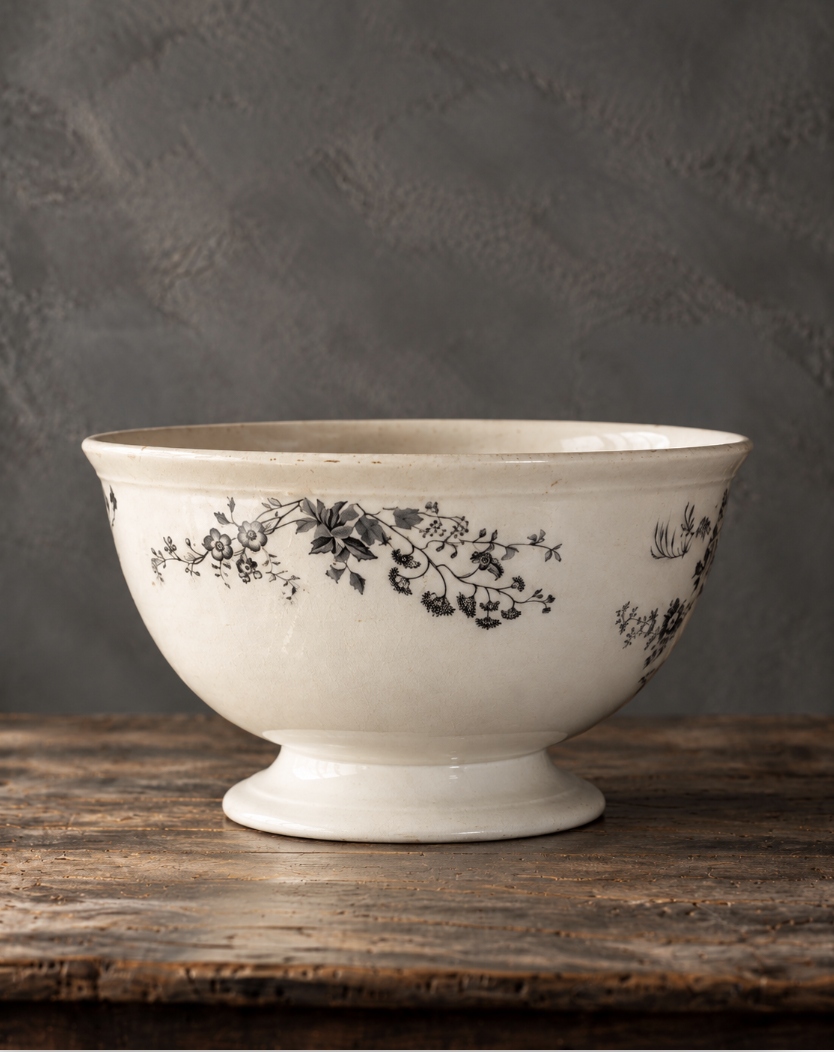 Antique French Ironstone Pedestal Bowl