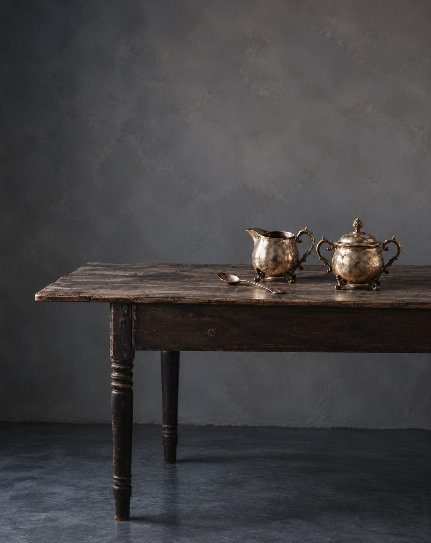 Antique French Silver Creamer & Sugar Bowl Set