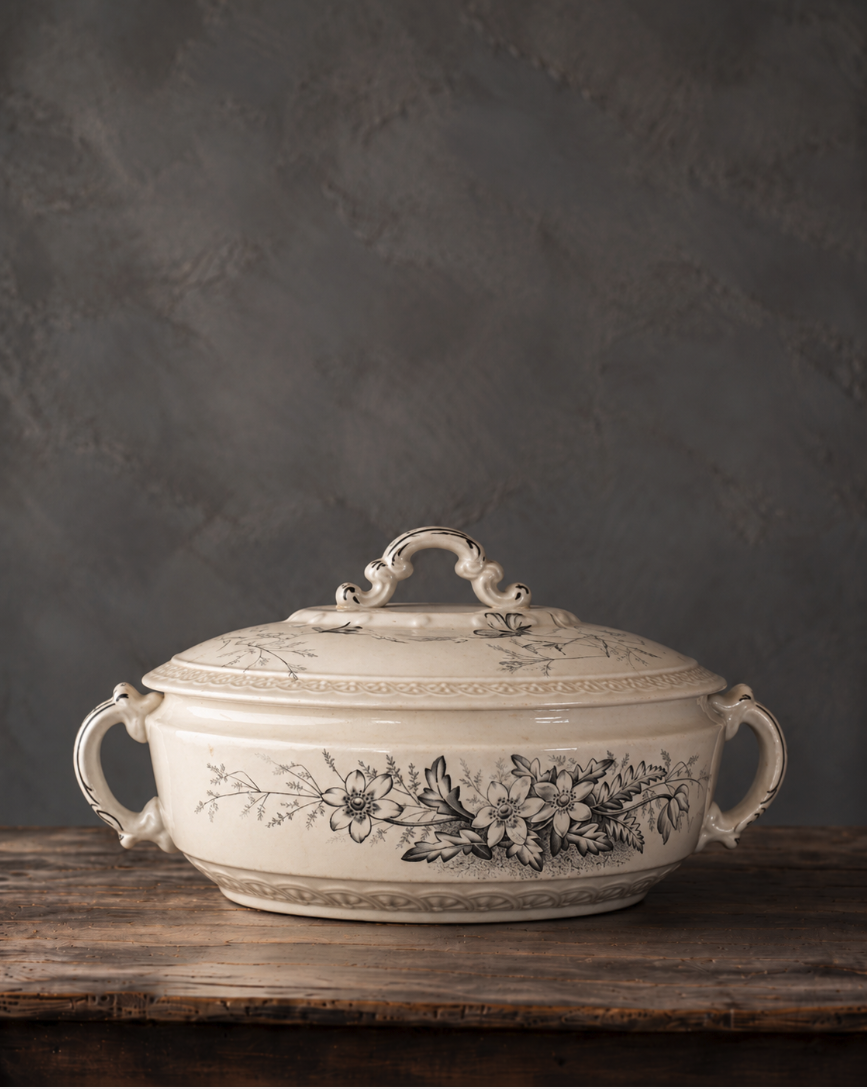 Antique Floral Ironstone Tureen