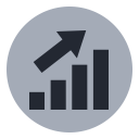 Graph with upward-trending arrow indicating growth or increase