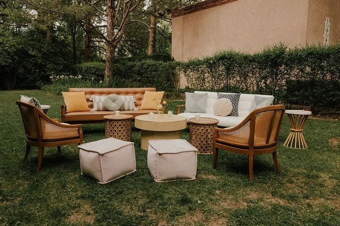 An ode to lounge seating. ✨ the perfect way to create moments of comfort + conversation for your event guests. #loungeseating #newmexicowedding #santafeweddings #albuquerqueweddings #eventrentalsnewmexico #eventrental