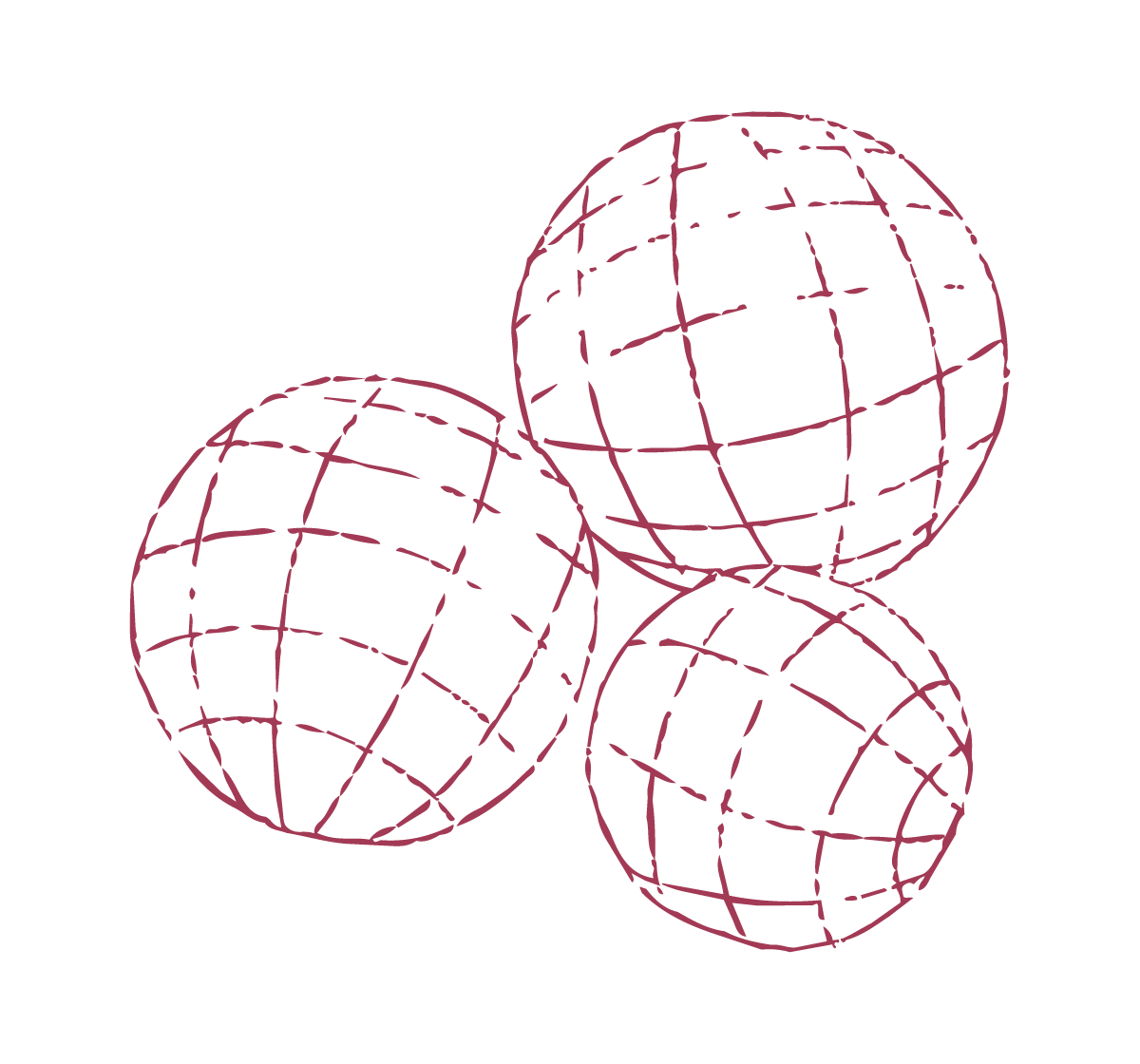 Three overlapping disco balls