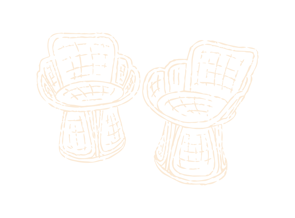 Hand-drawn illustration of two upholstered armchairs.