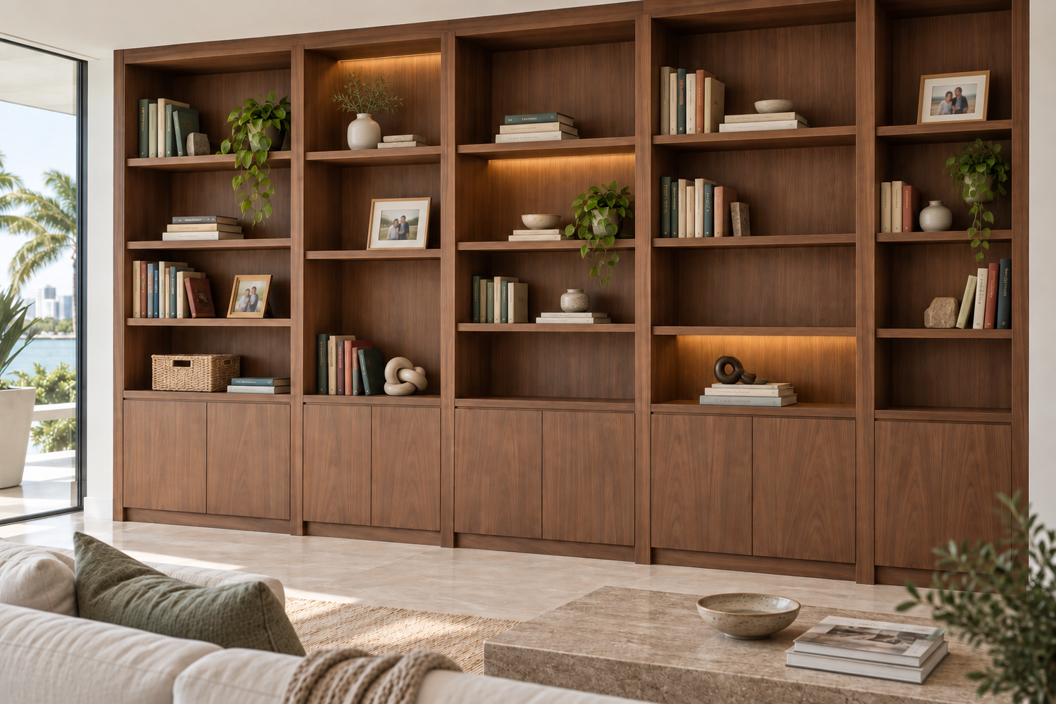 Design inspiration: walnut shelving and a thoughtfully finished living space