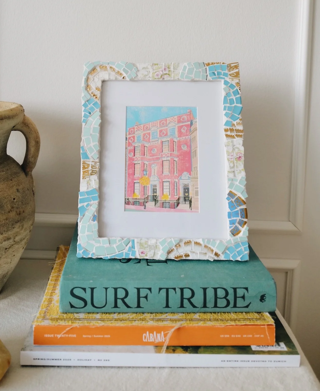 Large Blue Mosaic Picture Frame