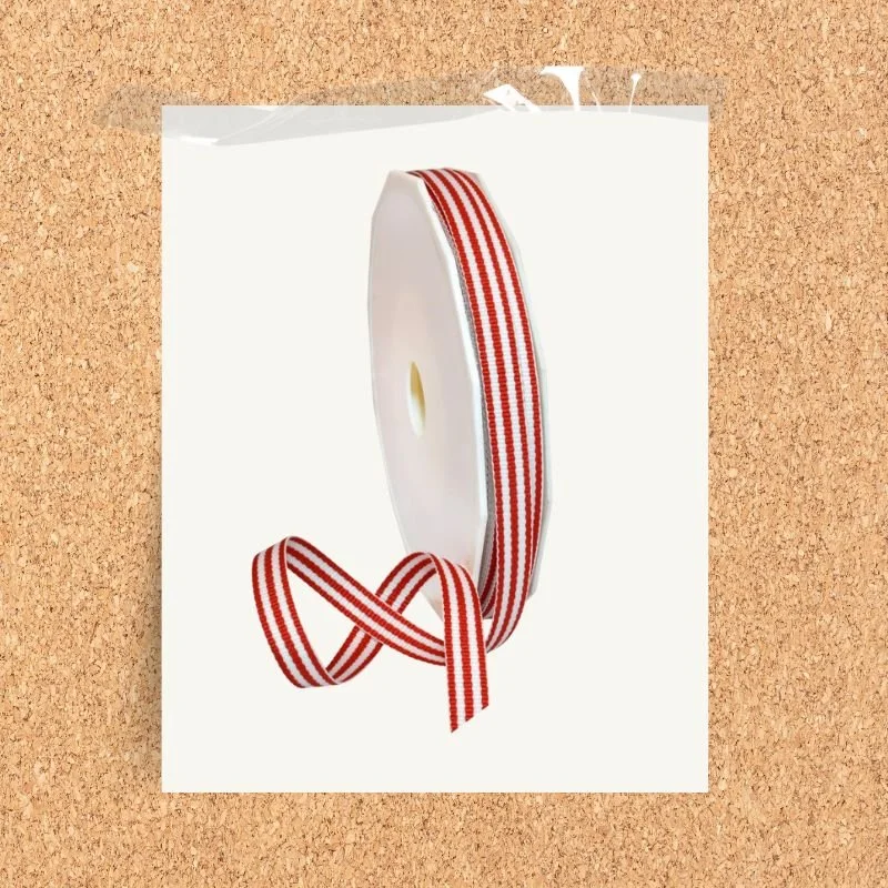 RED &amp; WHITE STRIPED RIBBON