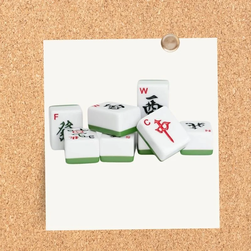 White and green mahjong tile set