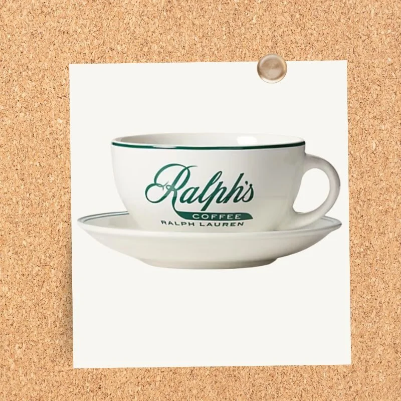 Ralph’s Coffee cup and saucer with green logo