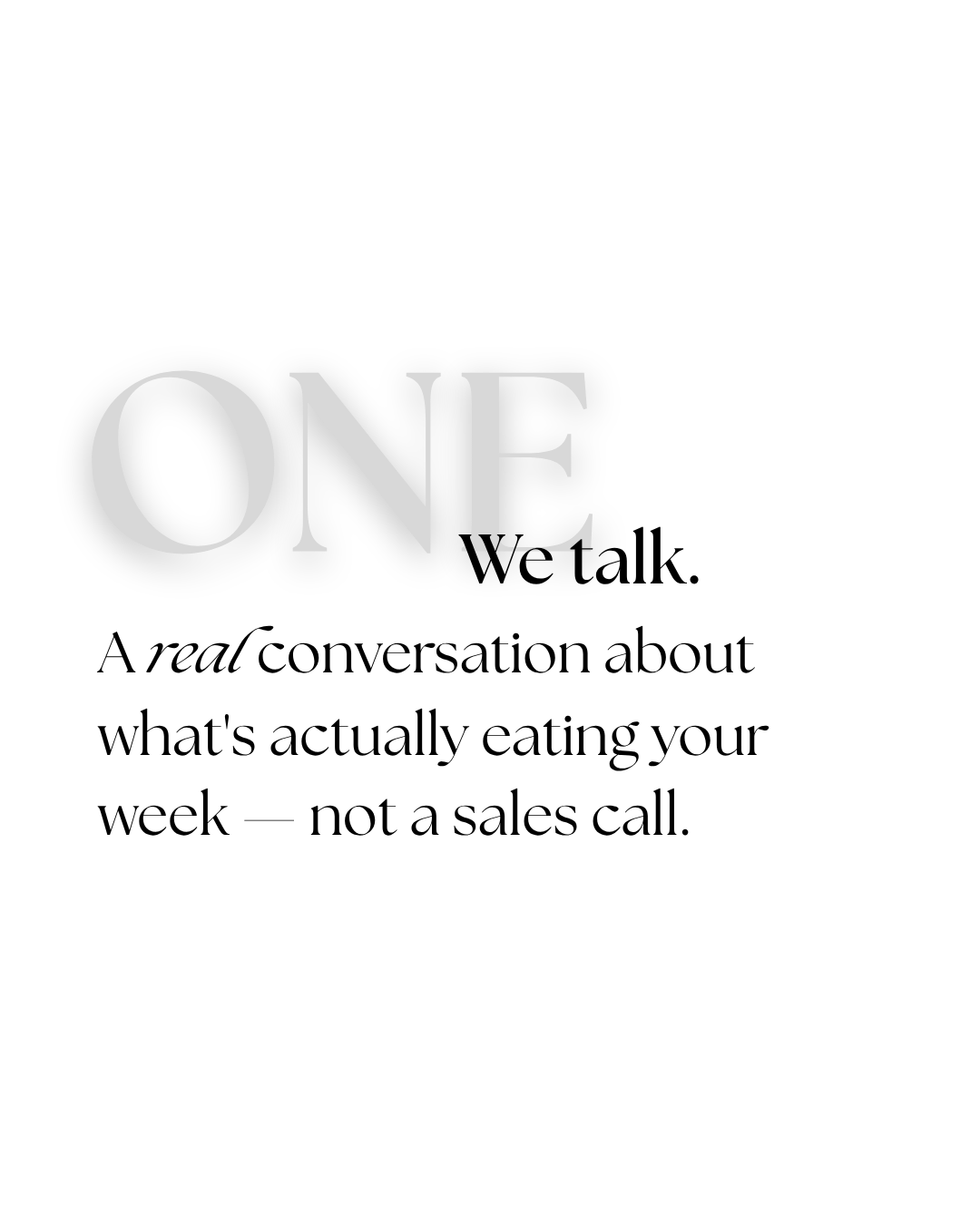 The word 'ONE' in large, bold silver letters against a black background.
