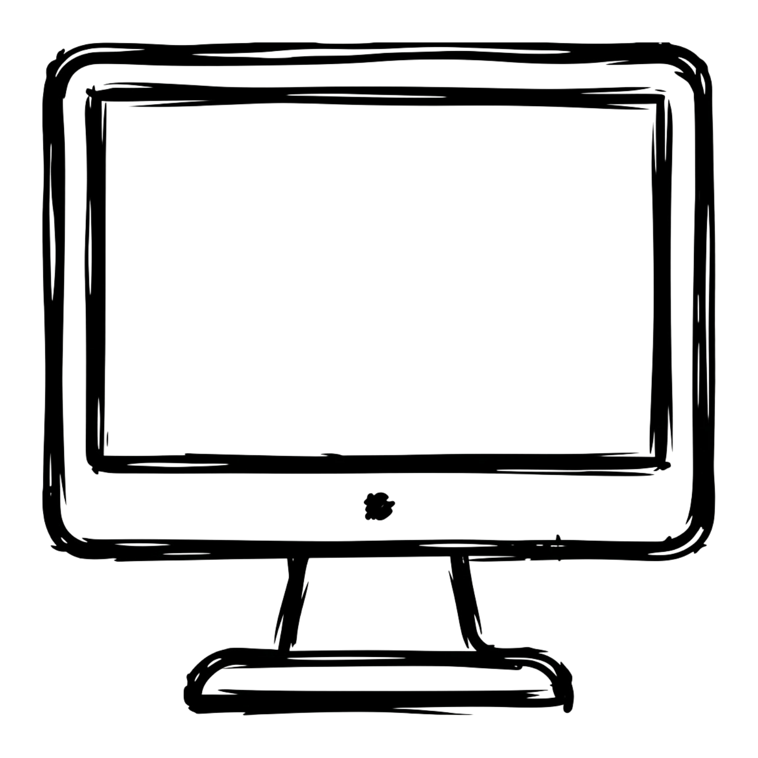 Black and white illustration of an old-fashioned television on a stand.