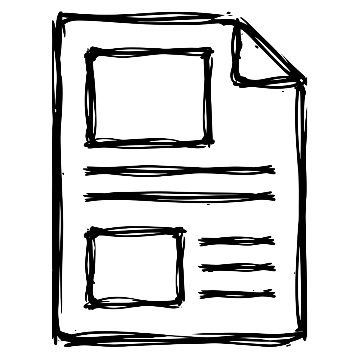 Line drawing of a bookshelf with five shelves and a box on the top shelf.