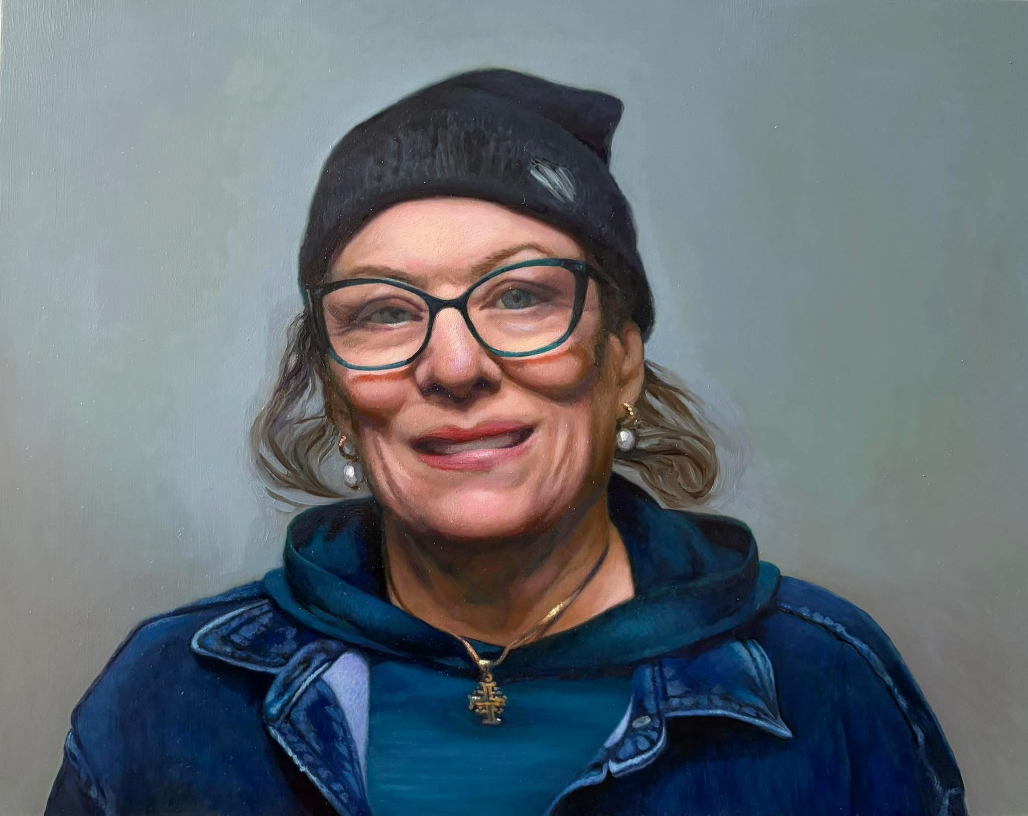 Self Portrait, 2026. Oil on aluminum panel - 14" x 18"