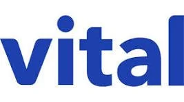 Part of the word 'vital' in blue text on a white background.