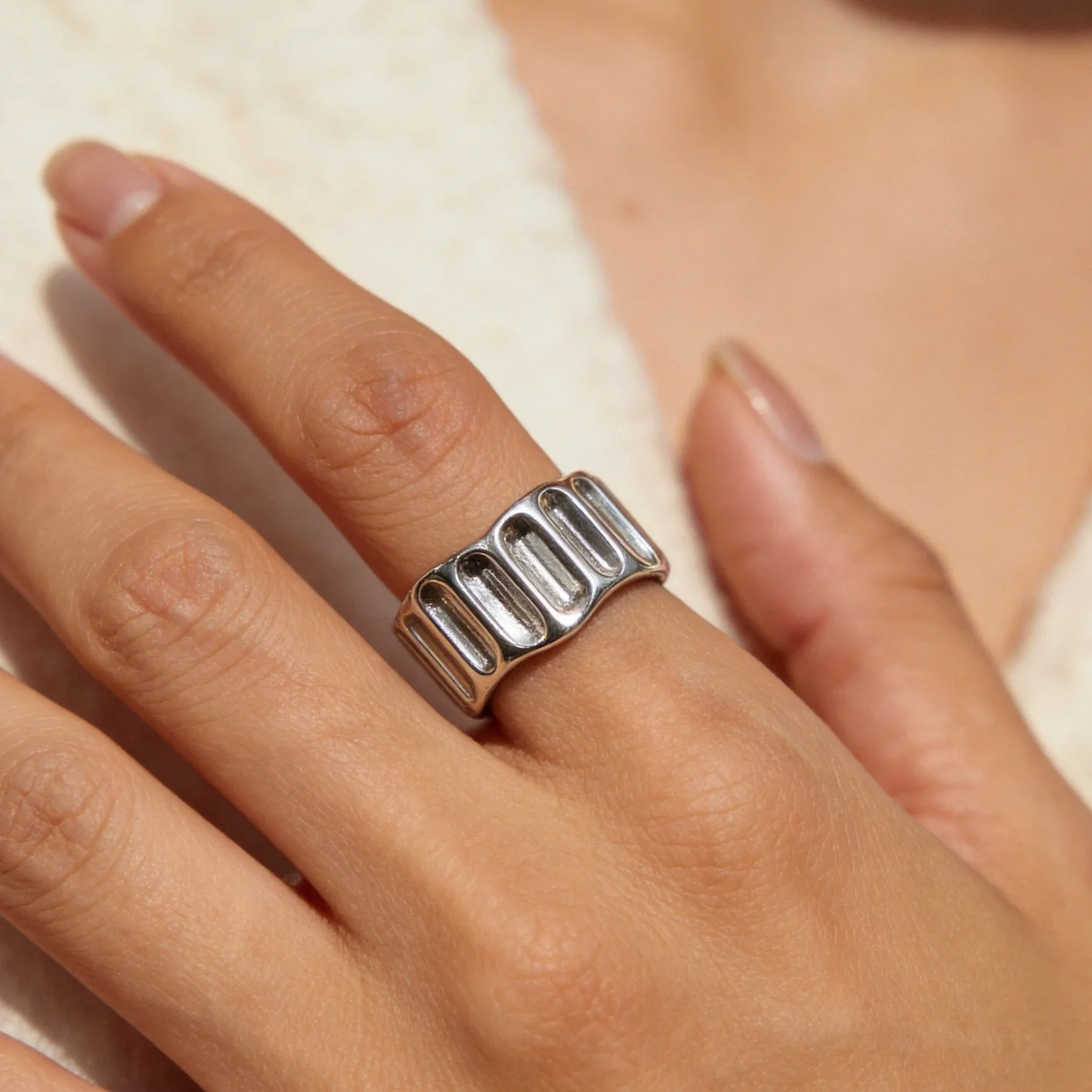 Silver Indented Ring
