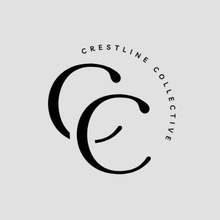 Logo with overlapping black and white letter C's and the text 'Crestline Collective' curved above.