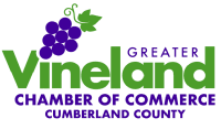 Logo for Greater Vineland Chamber of Commerce, Cumberland County featuring a cluster of grapes.