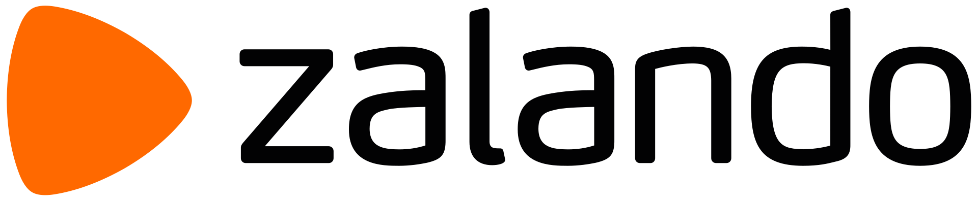 Zalando logo with an orange arrow and black text