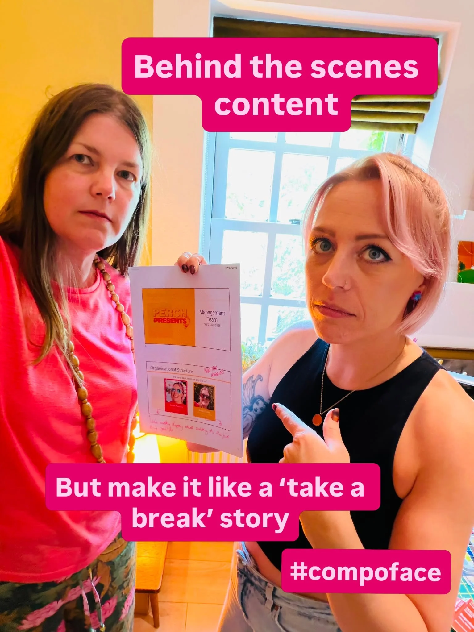 Apparently we need to make behind the scenes content too

Nailed it 

Who remembers the old take break stories with people pointing angrily at potholes or things that have wronged them🤣 

#compoface #takeabreak #smallbizowners #contentcreators