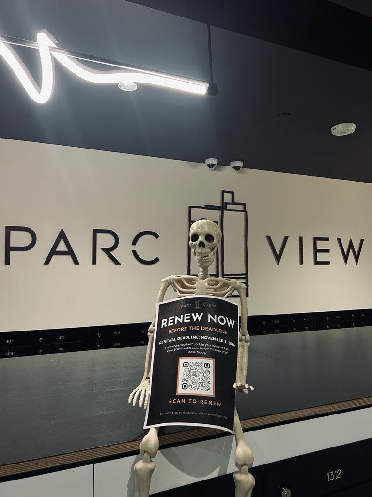 🏠Attention, Residents: I&rsquo;ve been waiting for lease renewals so long, I became a skeleton.💀

Don&rsquo;t let the horror of apartment hunting scare you. Secure your spot @ Parc View at Commonwealth and renew your lease before it&rsquo;s too lat