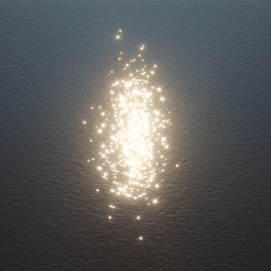 Sparkling light reflecting on the surface of water, creating a shimmering effect.