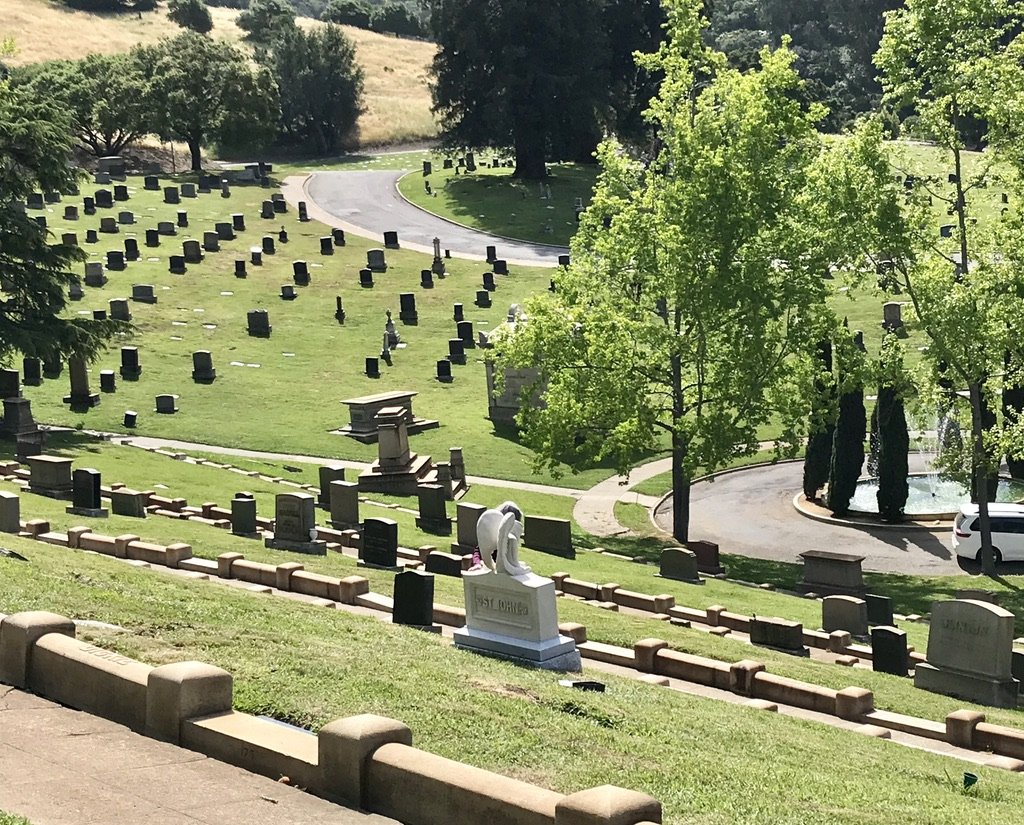 The Grim Reaper at Mountain View Cemetery in Oakland, California