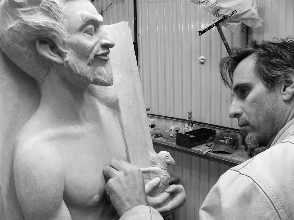 Sculptor Cary Shafer at work