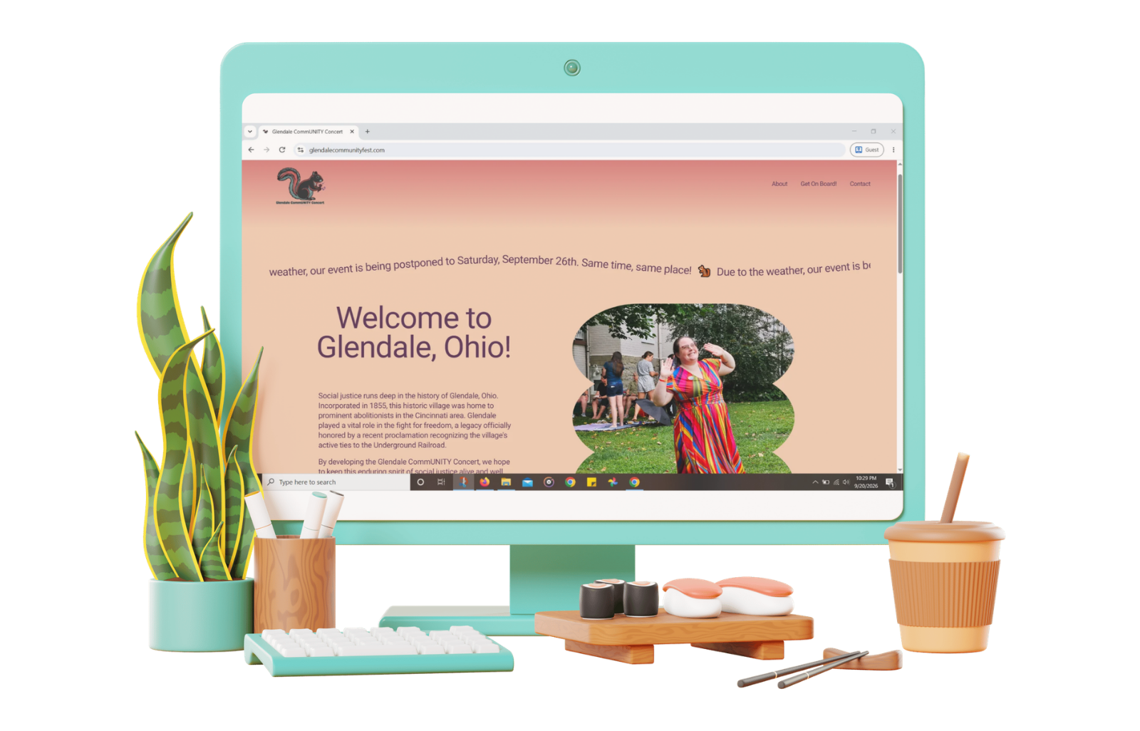 Glendale CommUNITY Festival responsive desktop website homepage designed by Mycelium Creations in Glendale, Ohio.