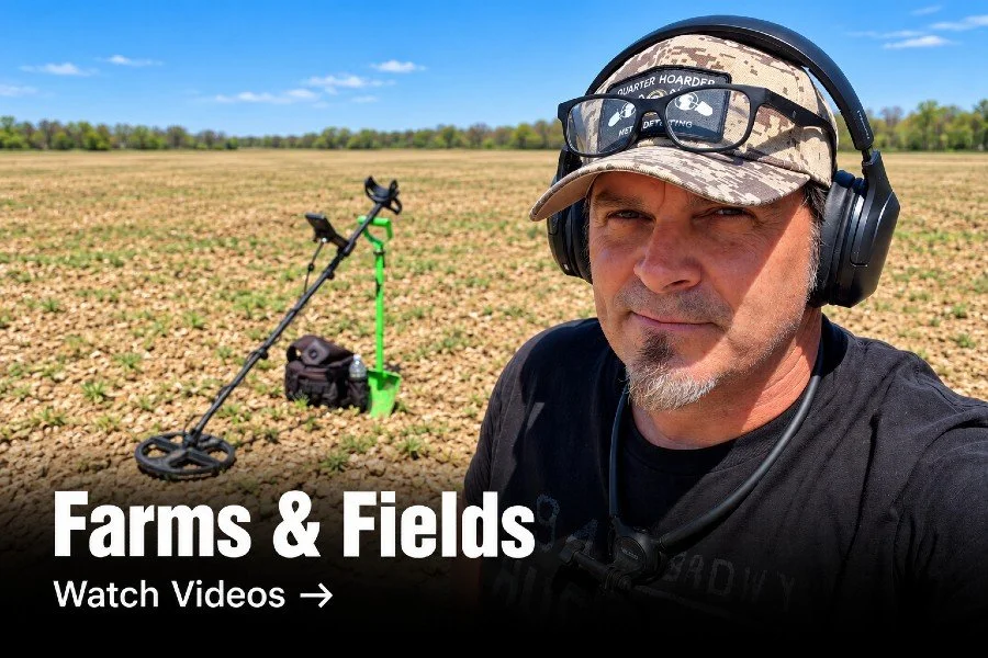 Metal detecting farms and field with Quarter Hoarder