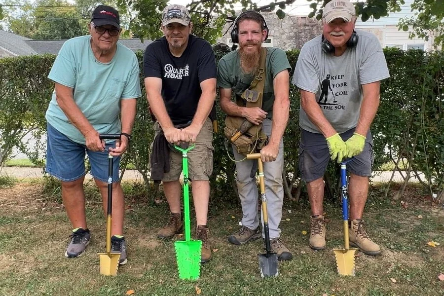 Quarter Hoarder Crew Posing With a Selection of Excalibur Shovels
