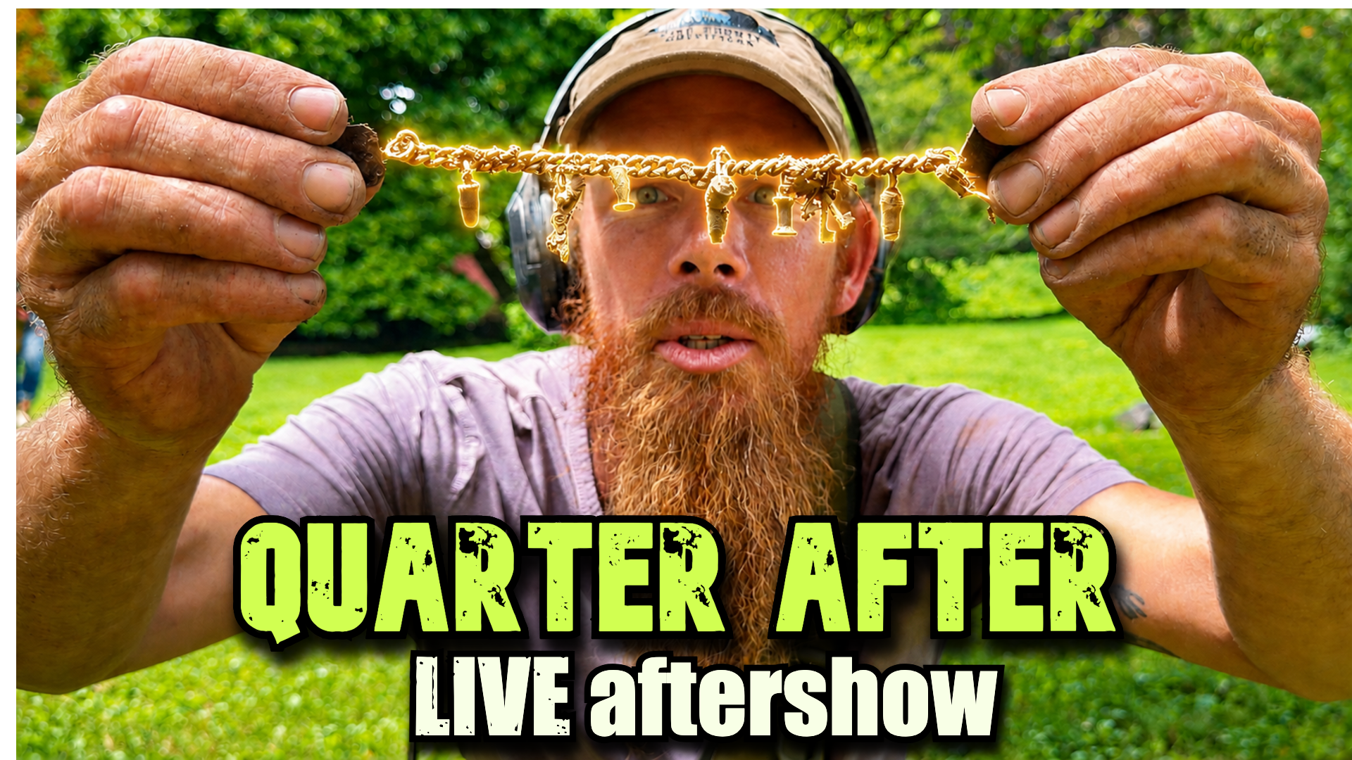 Rich from Quarter Hoarder investigating an old jewelry chain he found metal detecting