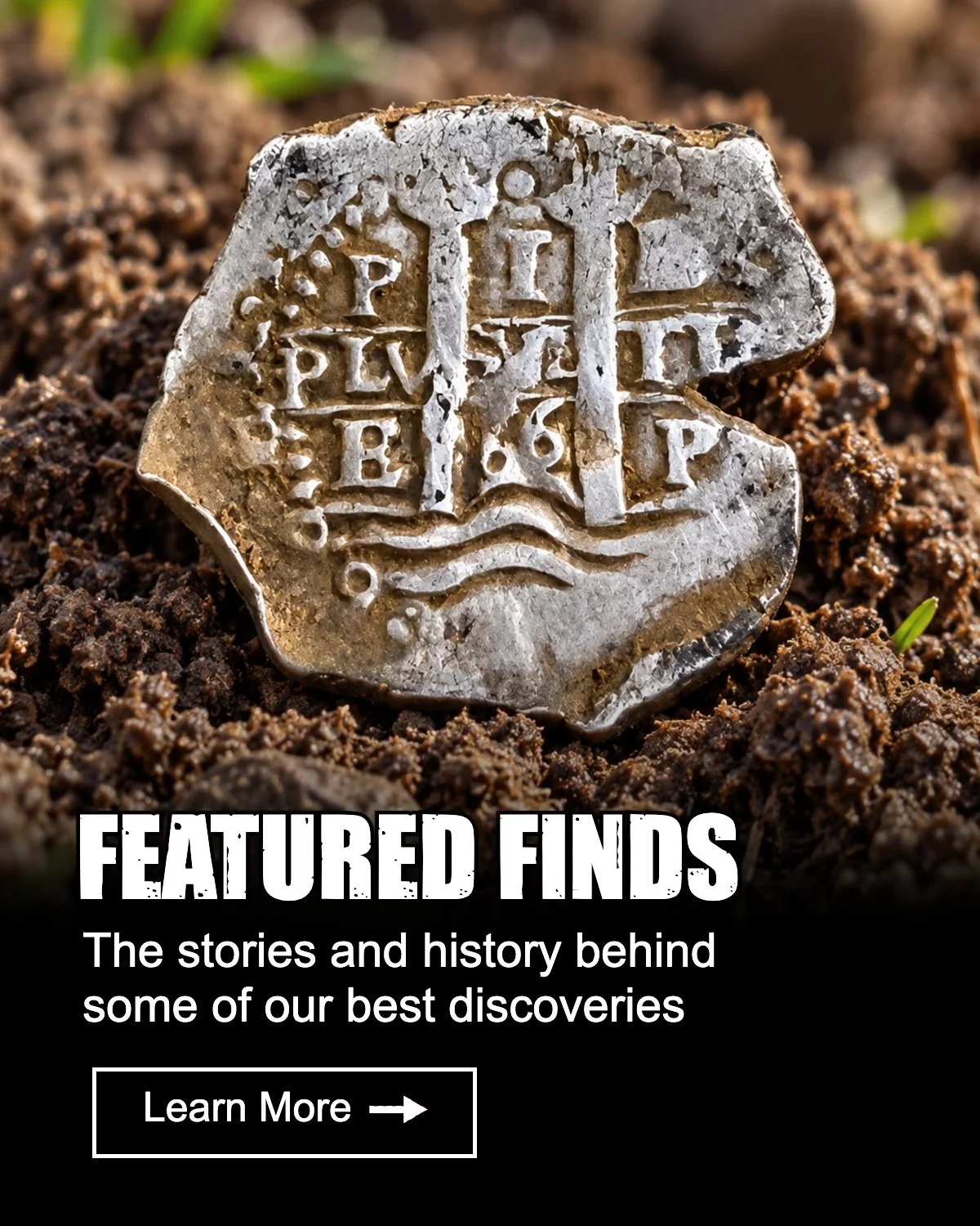 Close-up of a 1600's Spanish silver COB found metal detecting by Quarter Hoarder
