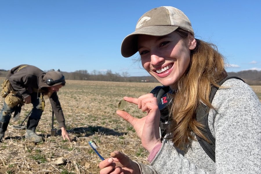 Jessica From Quarter Hoarder Holding a Classic Head Large Cent That She Found Metal Detecting