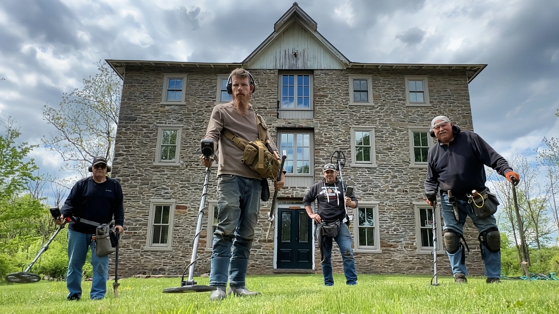 Jason. Rich. Doug, and Charley from Quarter Hoarder metal detecting an old 1800s mill