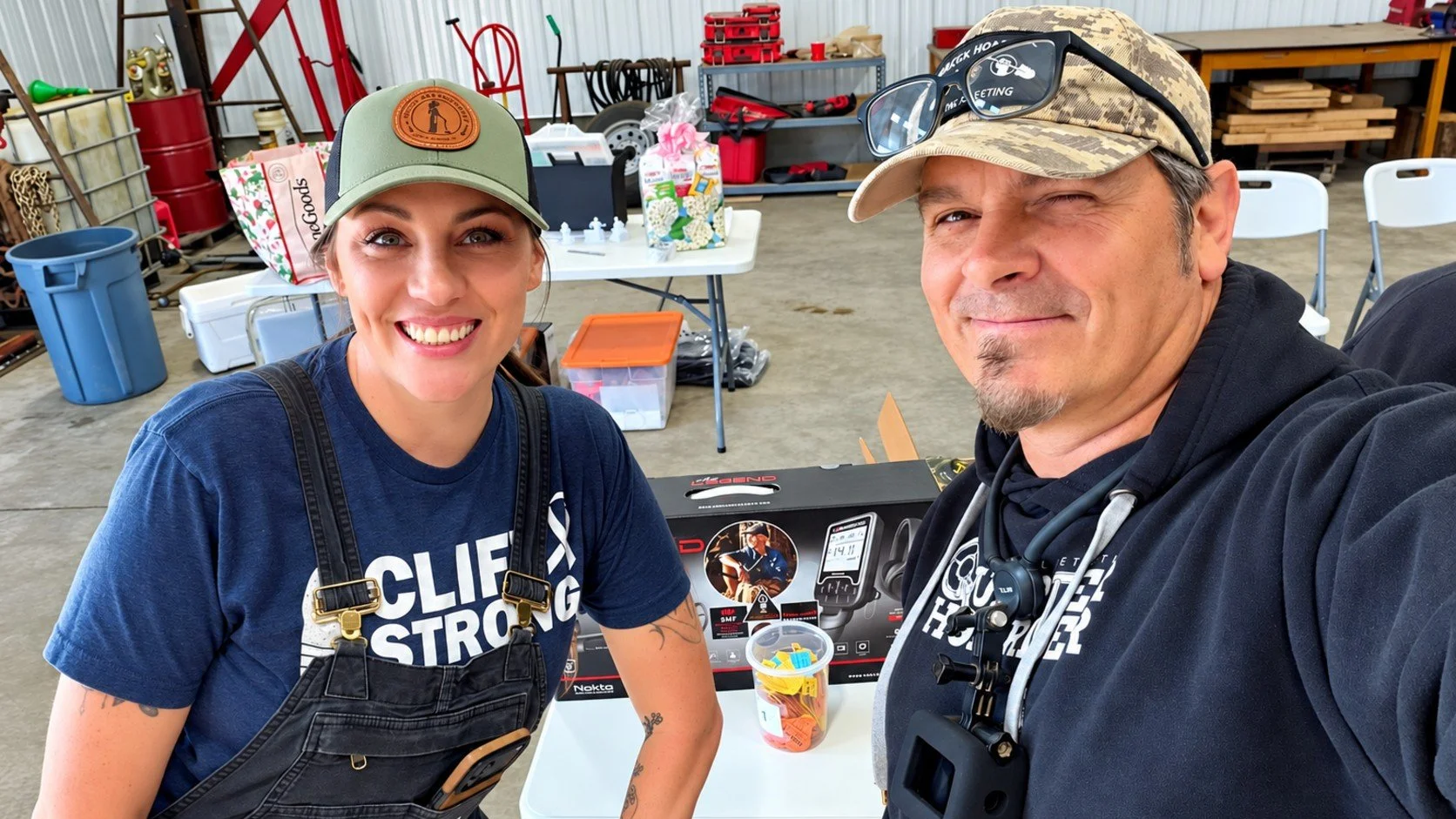 Jason the Quarter Hoarder and Bre the Metal BREtectorist posing for a candid shot at a metal detecting event in PA