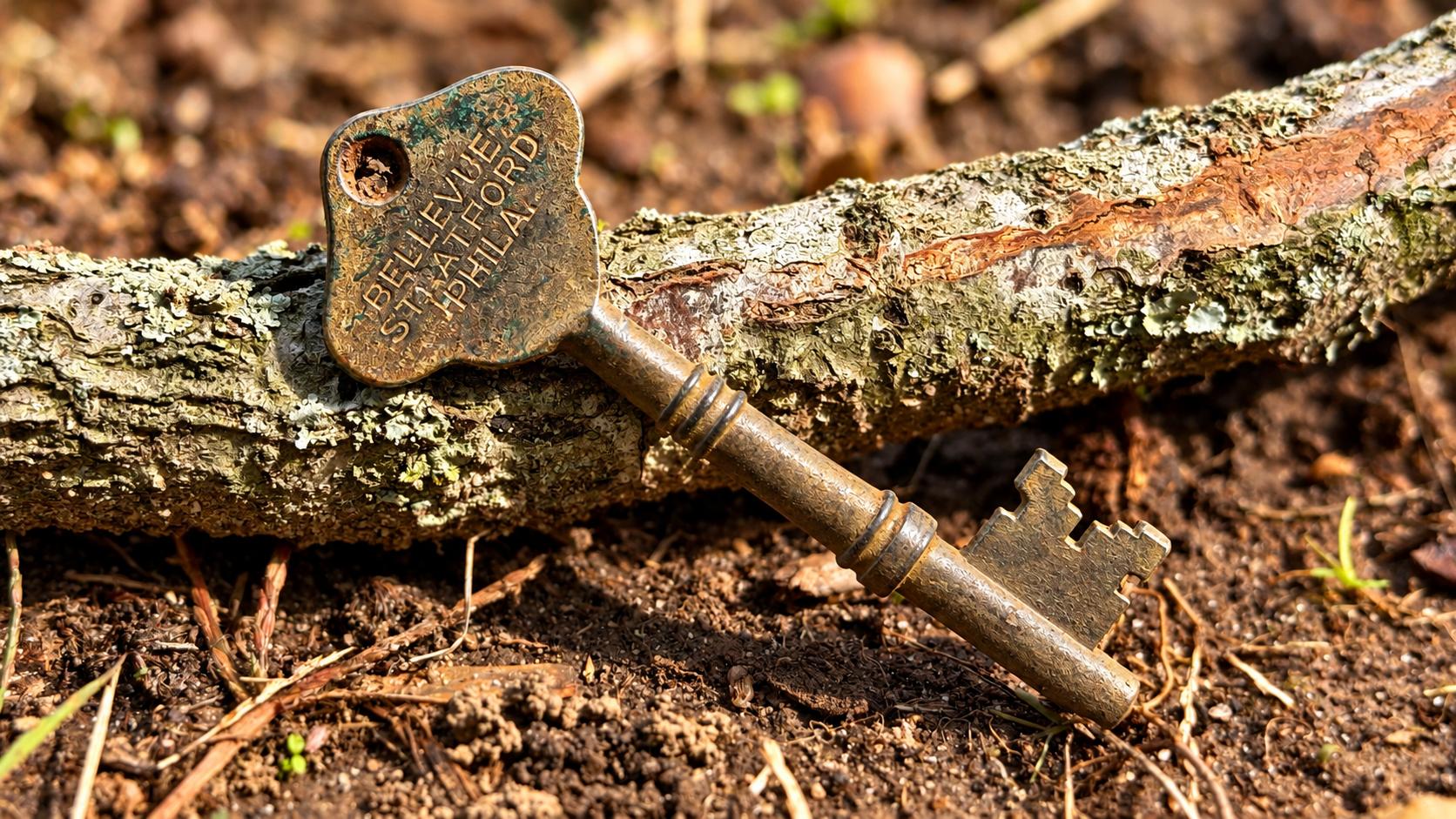 Antique skeleton key from the Bellevue-Stratford Hotel in Philadelphia found while metal detecting by Quarter Hoarder