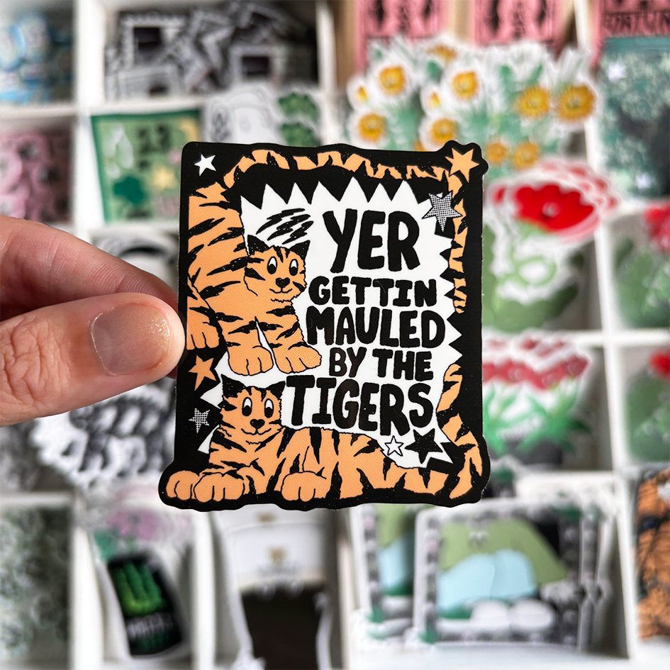 Classic Mauled By The Tigers Sticker