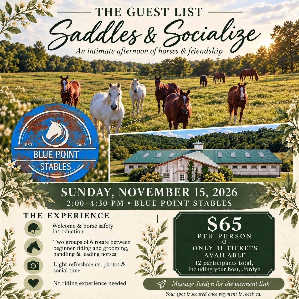 Saddles &amp; Socialize | November 15 🐴💚