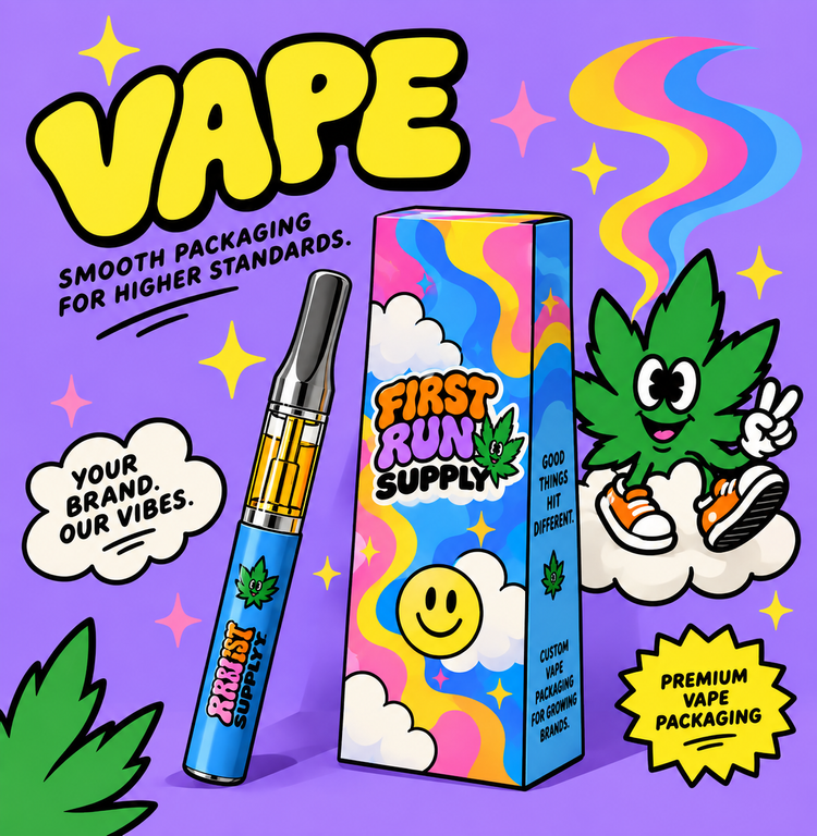 Vape packaging: printed cartridge boxes with fitted inserts for 510 carts and disposables