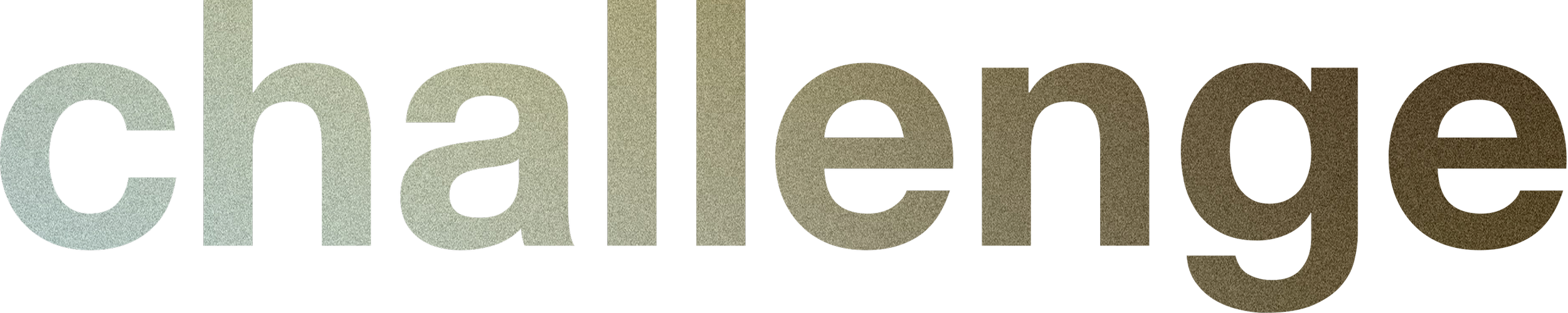 The word 'challen.ge' written in large, textured beige letters against a black background.