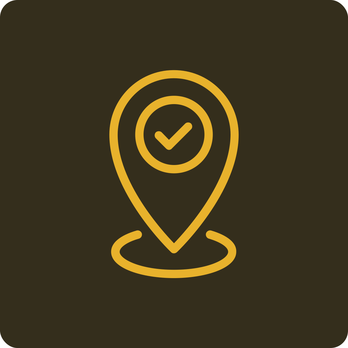 Map marker icon with a check mark inside, indicating location verification or confirmation.